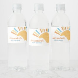 Hier kommt die Son Baby Dusche Wasserflaschenetikett