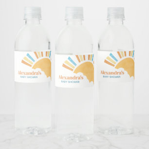 Hier kommt die Son Baby Dusche Wasserflaschenetikett