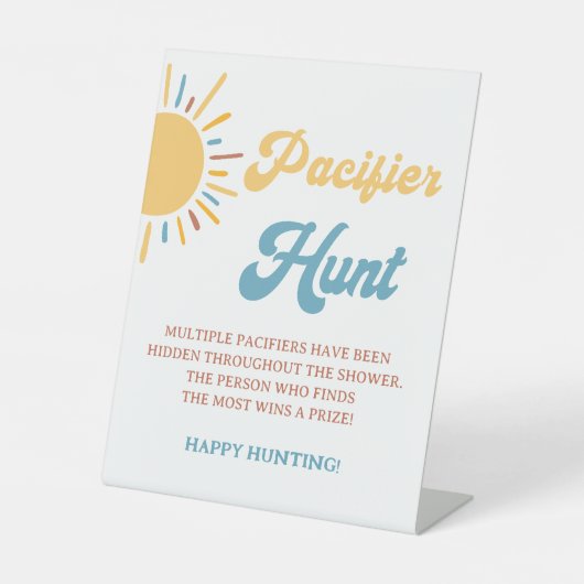 Hier kommt die Son Baby Shower Schnuller Jagd Sockelschild (Vorderseite)