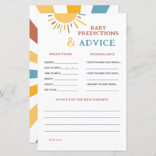 Hier kommt die Son Baby Vorhersagen und Ratschläge (Vorne/Hinten)