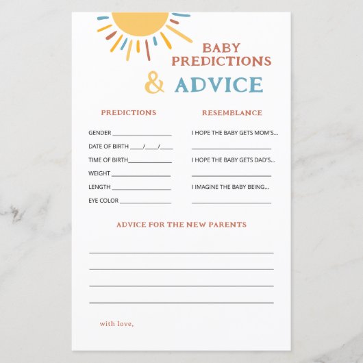 Hier kommt die Son Baby Vorhersagen und Ratschläge (Vorderseite)