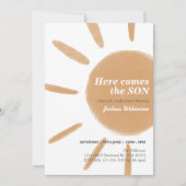 Hier kommt die Son Babydusche Einladung (Vorderseite)