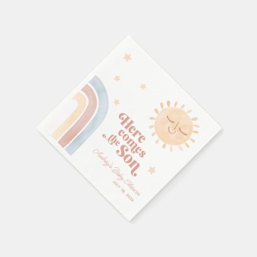 Hier kommt die Son Boho Babydusche Serviette (Ecke)