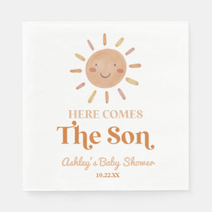 Hier kommt die Son Boho Bohemisch Retro Baby Dusch Serviette