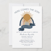 Hier kommt die Son Boho Boy Baby Dusche Einladung (Vorderseite)