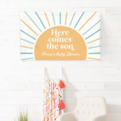 Hier kommt die Son Boho Sunshine Baby Dusche Banner (Insitu)