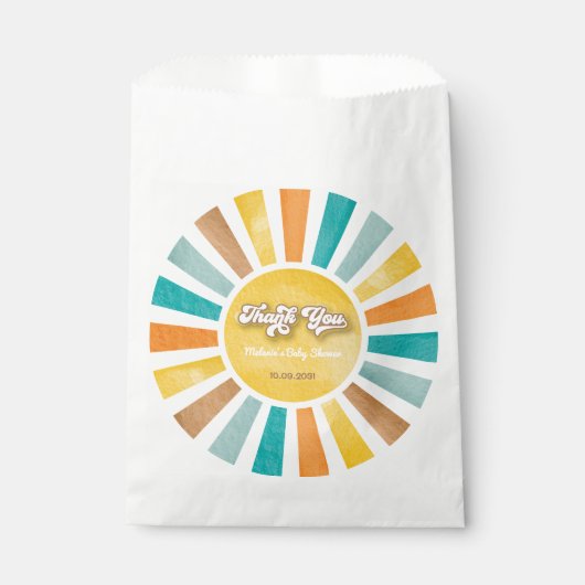 Hier kommt die Son Boho Sunshine Boy Baby Dusche Geschenktütchen (Vorderseite)