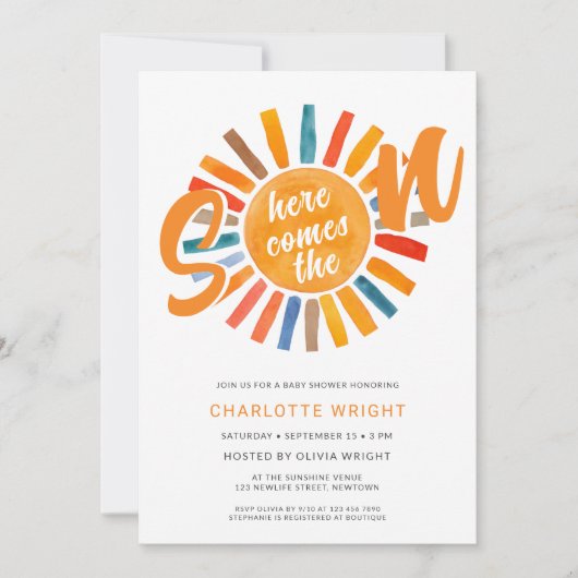 Hier kommt die Son Boy Baby Dusche Einladung (Vorderseite)