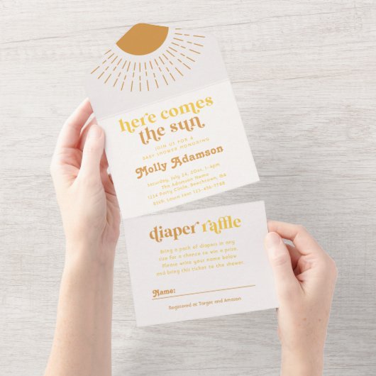 Hier kommt die Son Boy Baby Dusche Einladung (Abreißen)