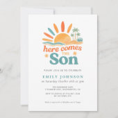 Hier kommt die Son Boy Baby Dusche Einladung (Vorderseite)
