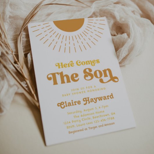 Hier kommt die Son Boy Baby Dusche Einladung