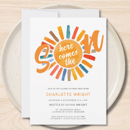 Hier kommt die Son Boy Baby Dusche Einladung