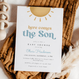 Hier kommt die Son Boy Baby Dusche Einladung