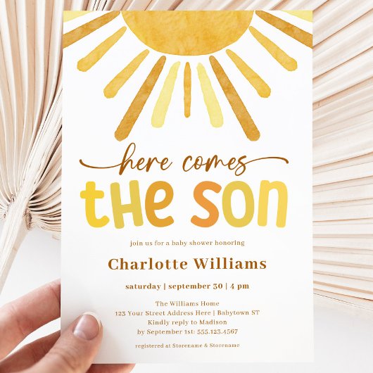 Hier kommt die Son Boy Baby Dusche Einladung