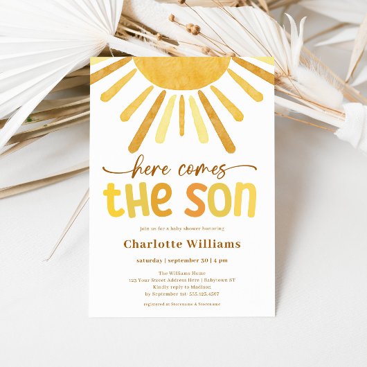 Hier kommt die Son Boy Baby Dusche Einladung