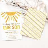 Hier kommt die Son Boy Baby Dusche Einladung