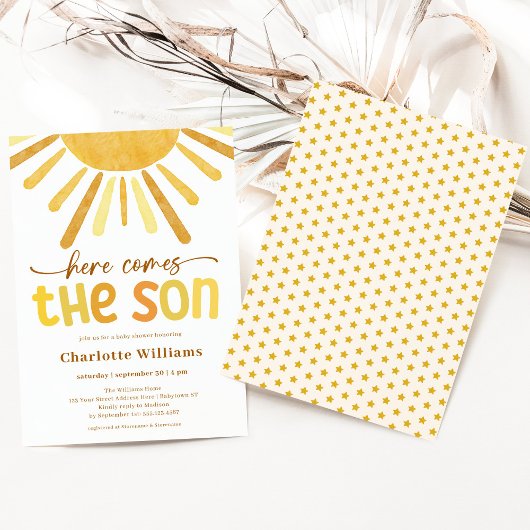 Hier kommt die Son Boy Baby Dusche Einladung