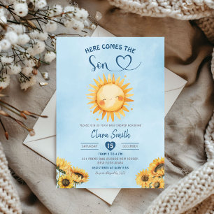 Hier kommt die Son Boy Baby Dusche Einladung