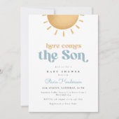 Hier kommt die Son Boy Baby Dusche Einladung (Vorderseite)