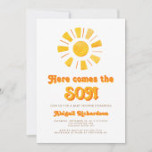 Hier kommt die Son Boy Baby Dusche Einladung (Vorderseite)