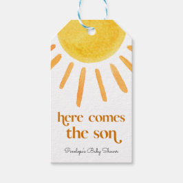 Hier kommt die Son Boy Baby Dusche Geschenkanhänger