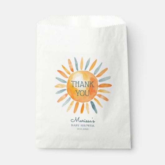 Hier kommt die Son Boy Baby Dusche Geschenktütchen (Vorderseite)