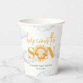 Hier kommt die Son Boy Baby Dusche Pappbecher (Vorderseite)