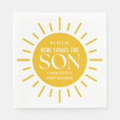 Hier kommt die Son Boy Baby Dusche Serviette (Vorderseite)