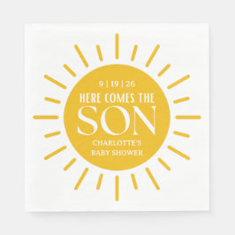 Hier kommt die Son Boy Baby Dusche Serviette