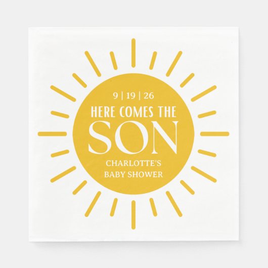 Hier kommt die Son Boy Baby Dusche Serviette (Vorderseite)