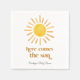 Hier kommt die Son Boy Baby Dusche Serviette