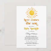 Hier kommt die Son Boy Baby Sprinkle Einladung (Vorne/Hinten)