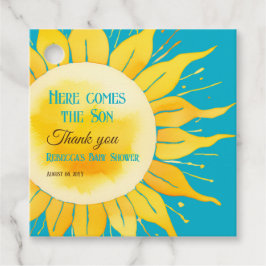 Hier kommt die Son Boy Blue Sunshine Baby Dusche Geschenkanhänger