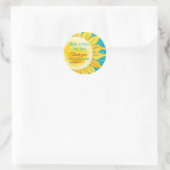 Hier kommt die Son Boy Blue Sunshine Baby Dusche Runder Aufkleber (Tasche)