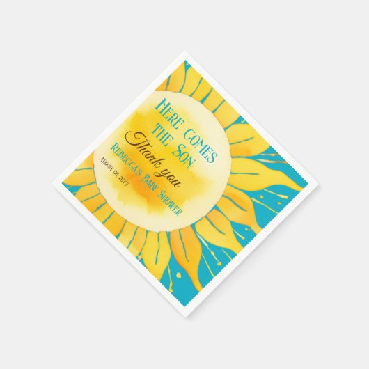 Hier kommt die Son Boy Blue Sunshine Baby Dusche Serviette (Ecke)