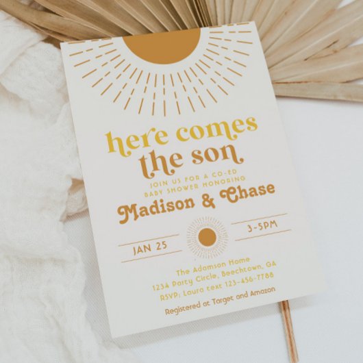 Hier kommt die Son Co-Ed Baby Dusche Einladung