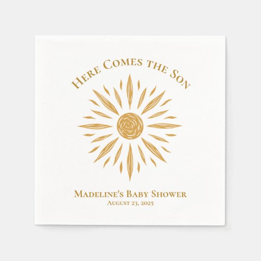Hier kommt die Son Custom Baby Dusche Napkin Serviette (Vorderseite)