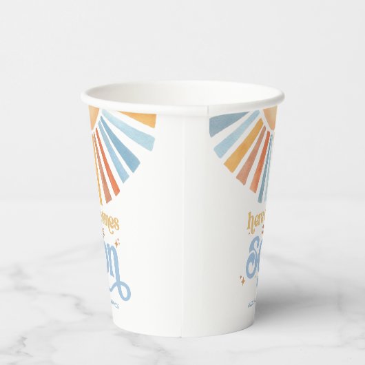 Hier kommt die son Custom Text Boho Baby Dusche Pappbecher (Rechts)