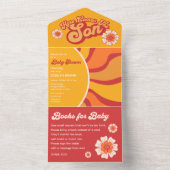 Hier kommt die Son Groovy Sunshine Baby Boy Dusche All In One Einladung (Innen Boden)