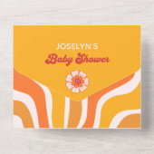 Hier kommt die Son Groovy Sunshine Baby Boy Dusche All In One Einladung (Rückseite)