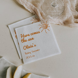 Hier kommt die Son Hand gezogene Babydusche Serviette