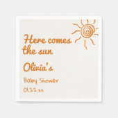 Hier kommt die Son Hand gezogene Babydusche Serviette (Vorderseite)