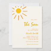 Hier kommt die Son Handwriting Boy Baby Shower Einladung (Vorderseite)