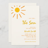 Hier kommt die Son Handwriting Boy Baby Shower Einladung (Vorne/Hinten)