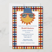 Hier kommt die Son Kariert Baby Boy Dusche Einladung (Vorderseite)