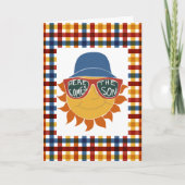 Hier kommt die Son Kariert Baby Boy Dusche Karte (Vorderseite)