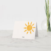 Hier kommt die Son Minimal Retro Sun Baby Dusche Dankeskarte (Rückseite)