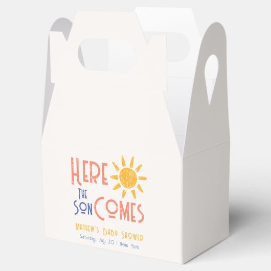 Hier kommt die Son Minimal Retro Sun Baby Dusche Geschenkschachtel (Geöffnet)