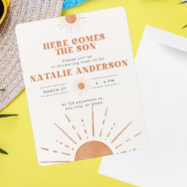 Hier kommt die Son Orange Sunshine Baby Dusche Einladung