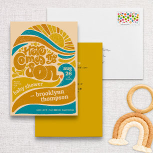 Hier kommt die Son Retro Baby Boy Baby Dusche Einladung